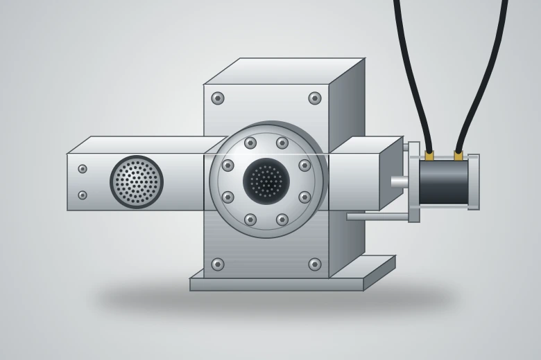 Illustration of a slide-plate screen changer assembly: body, slide plate with breaker plate cavity, and hydraulic cylinder
