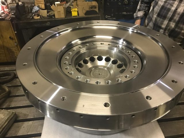 Flanged plate with internal gear ring after machining
