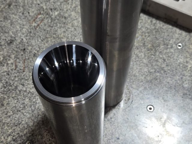 Pair of tapered bore sleeves on the granite plate for inspection